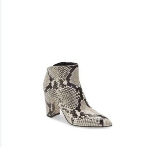 Marc Fisher Black and Cream Snakeskin Ankle Boots